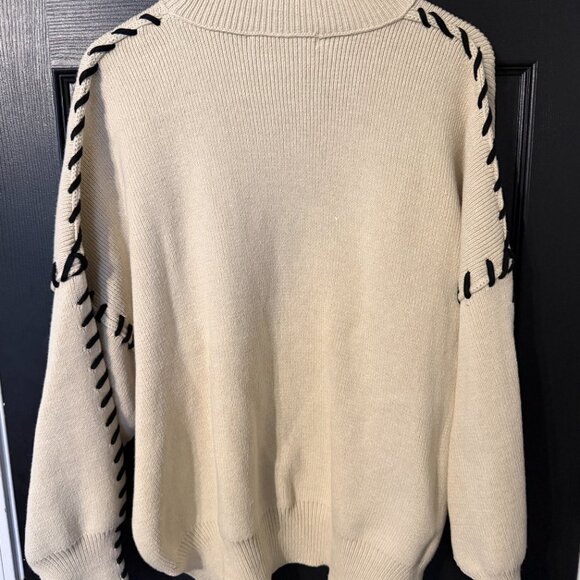 NWOT Altard State Dolman Sleeve Oversized Sweater Cream Black Medium - Picture 4 of 4